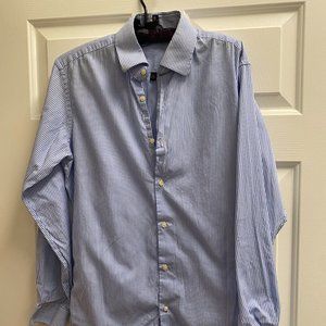 Ben Sherman OXFORD STRIPE LONG-SLEEVE SHIRT - PALE BLUE Size Medium